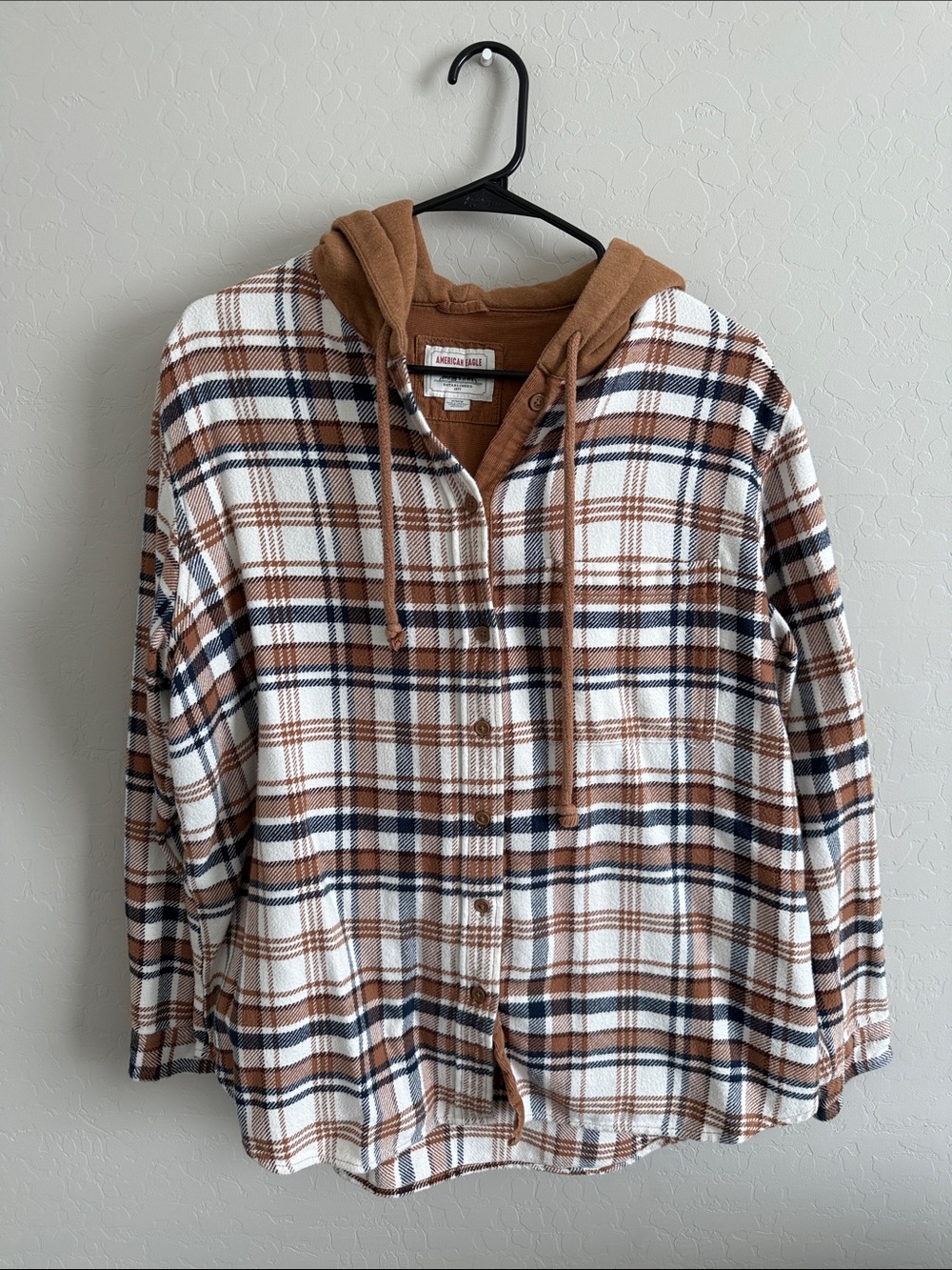Plaid Hooded Button-Up Shirt Jacket